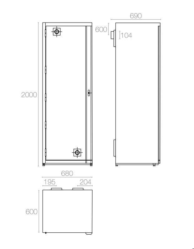 Szafa na butle z gazami sprężonymi, szerokość 650 mm - BC 650 S - obrazek 2